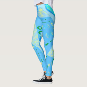 Legging Origami Chintz (L) Azul Amarelo Verde