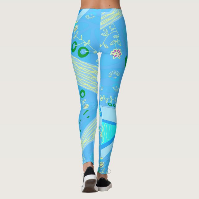 Legging Origami Chintz (L) Azul Amarelo Verde 2 (Verso)