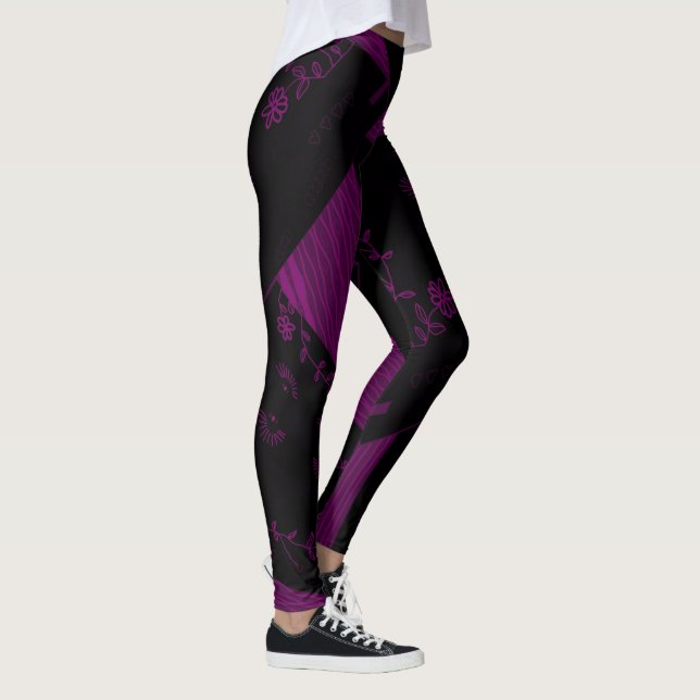 Legging Origami Chintz (L) Black Dusty Fuchsia (Direita)