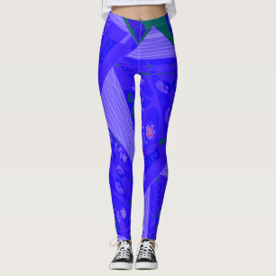 Legging Origami Chintz (L) Blue Periwinkle Green