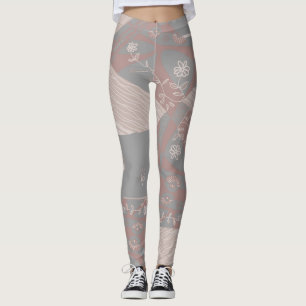 Legging Origami Chintz (L) Cinzas de Cogumelo Coral Dusty