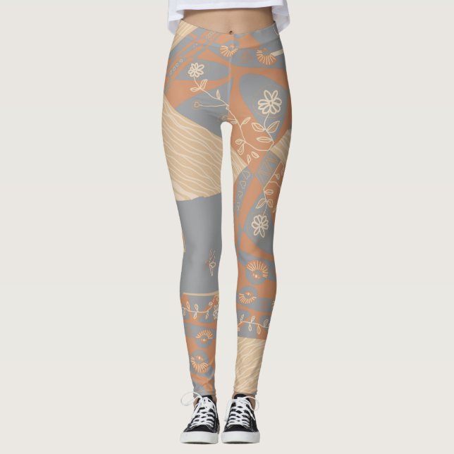 Legging Origami Chintz (L) Cinzas De Laranja Queimadas (Frente)
