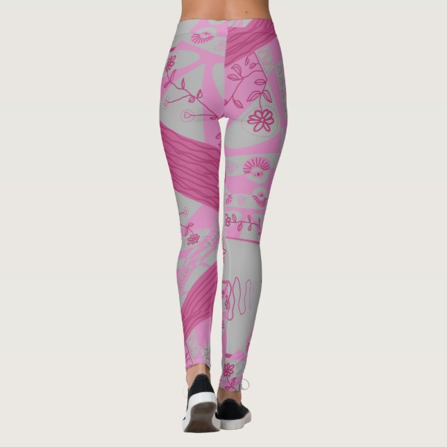 Legging Origami Chintz (L) Cinzas rosa poeirentas (Verso)