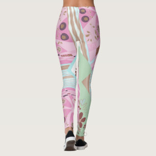 Legging Origami Chintz (L) Cor-de-rosa-rosa-rosa-branca