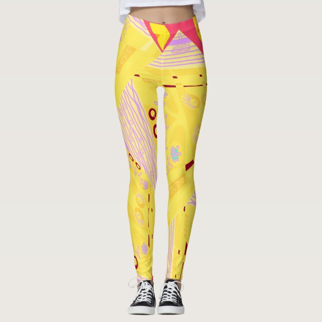 Legging Origami Chintz (L) Coral Lilac Amarelo (Frente)