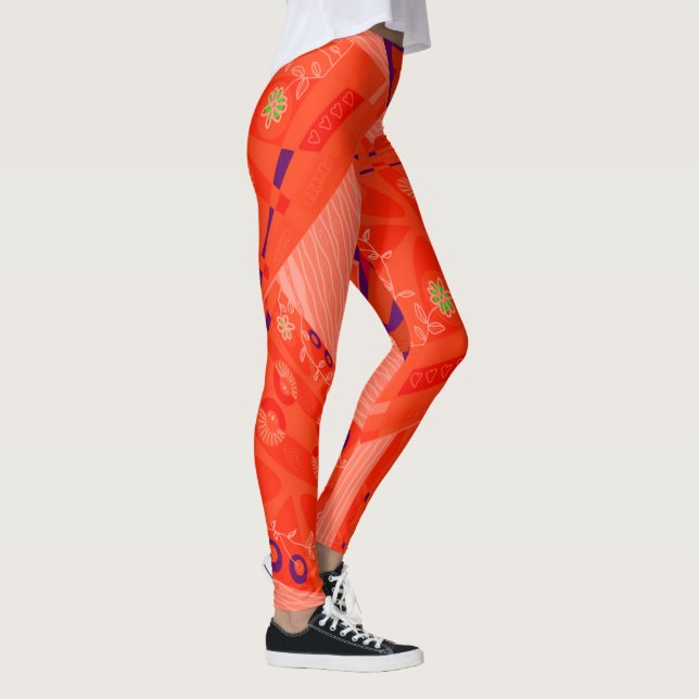 Legging Origami Chintz (L) Fiery Coral Purple (Direita)