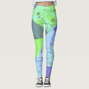 Legging Origami Chintz (L) Formando Azul Verde