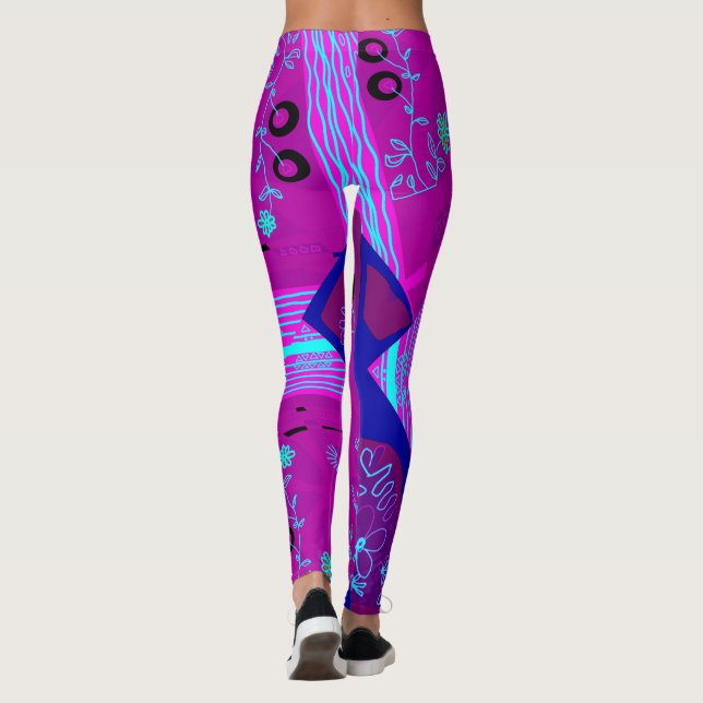 Legging Origami Chintz (L) Fuchsia Turquoise Blue Magenta (Verso)