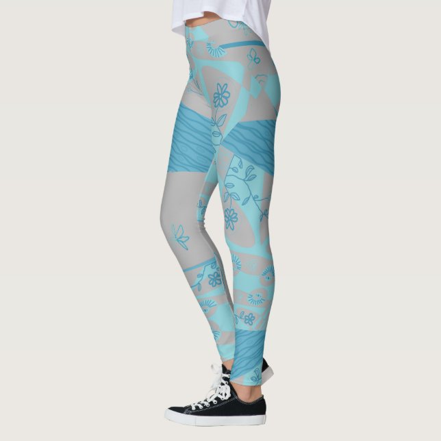 Legging Origami Chintz (L) Leggens de Cinza Azul Poeirenta (Esquerda)
