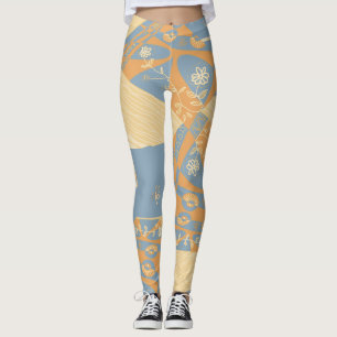 Legging Origami Chintz (L) Médio Orange Gunmetal Cinza