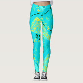 Legging Origami Chintz (L) Turquoise — Teal Amarelo