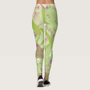 Legging Origami Chintz (L) Verde Magenta Branco