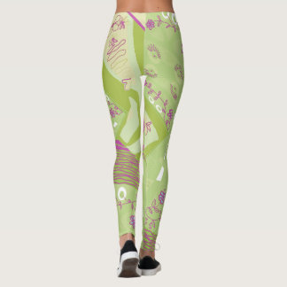 Legging Origami Chintz (L) Verde Magenta Branco