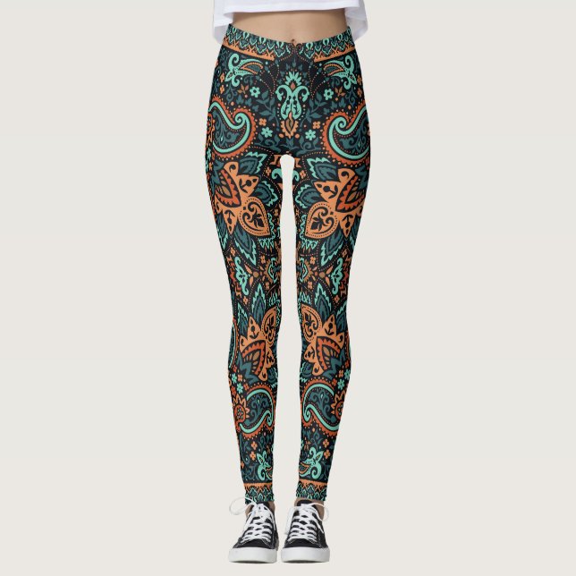 Legging Ornamentado Paisley Bandana: Pescoço da Seda. (Frente)