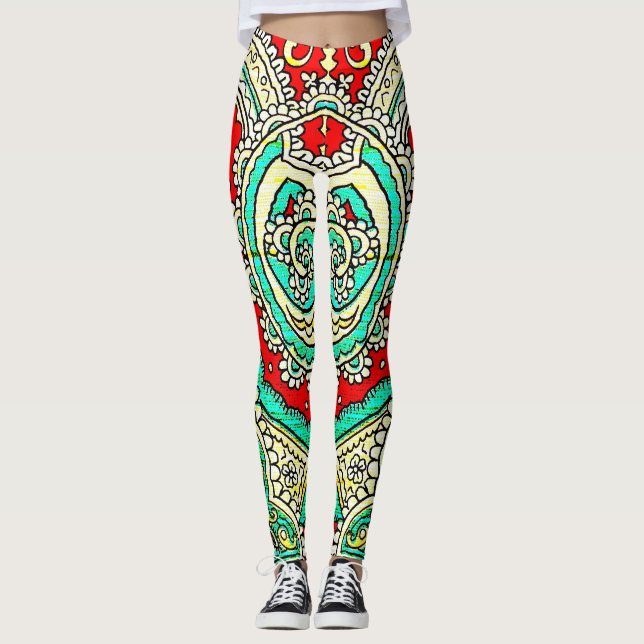 Legging Ornamento arabesco neon: estilo 80. (Frente)
