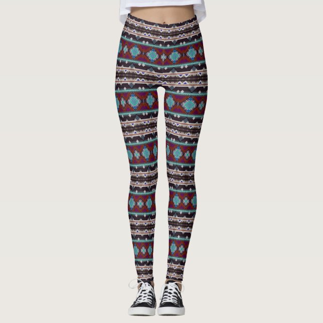 Legging ornamento boêmico em estilo etno, asteca (Frente)