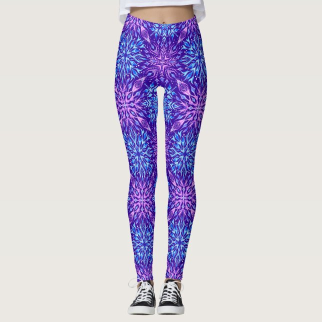 Legging Ornamento de flocos de neve de cristal brilhante (Frente)