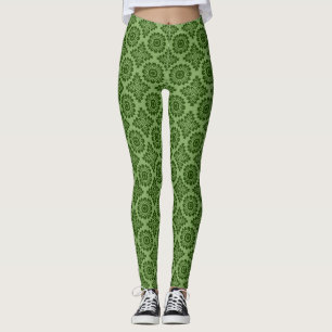 Legging Ornamento de flor barroco verde claro 21102020