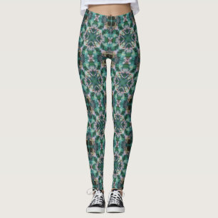 Legging ornamento de turquesa verde