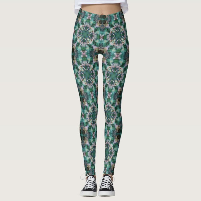 Legging ornamento de turquesa verde (Frente)