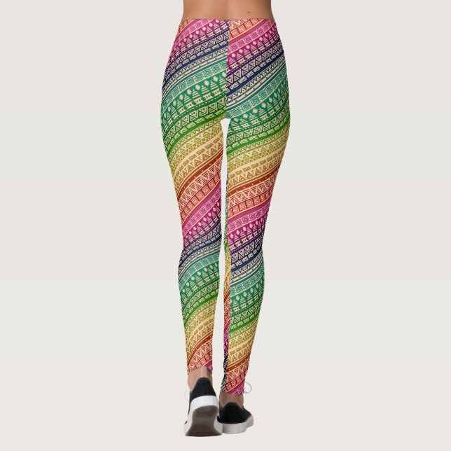 Legging Ornamento étnico, arco-íris (Verso)