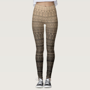 Legging Ornamento étnico castanho