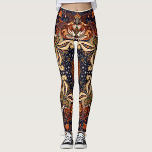 Legging Ornamento quadrado de xawl floral: batik indiano.