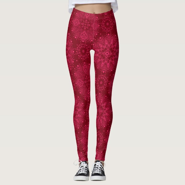 Legging ornamento vermelho (Frente)