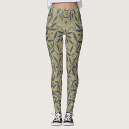 Legging Ornate floral pattern with dark blue vines 