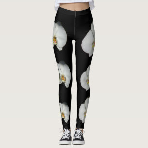 Legging Orquídea branca, flores brancas tropicais
