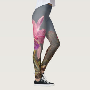 Legging Orquídea Cattleya e três beija-flores por Heade
