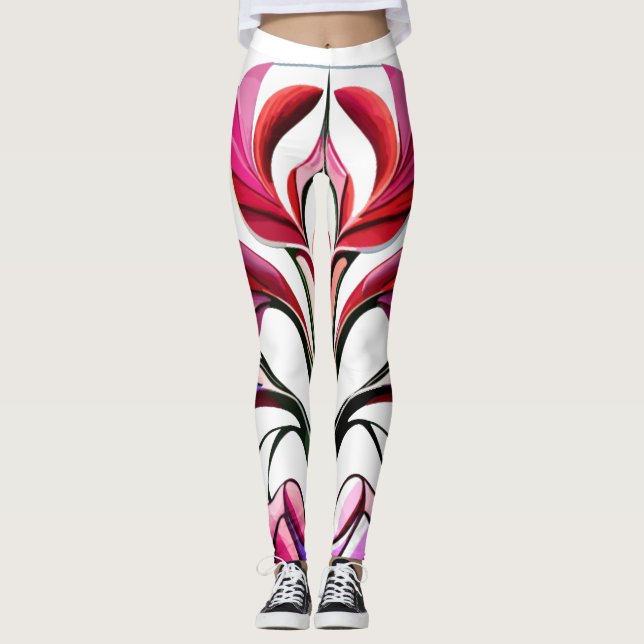 Legging Orquídea Metálica: Uma Extravaganza Rosa e Amarela (Frente)