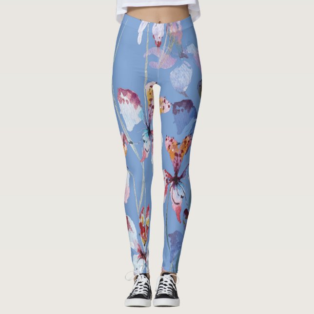 Legging Orquídea Selvagem Elegância: Luxo Aquarela (Frente)