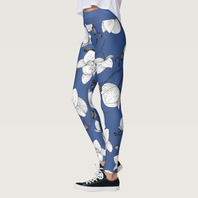 Legging Orquídea verde-moderna, elegante, preto e branco (Esquerda)