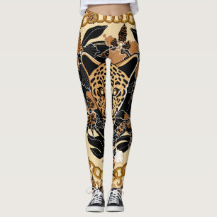 Legging Orquídeas-leopardo Padrão Tropical Sem Semente