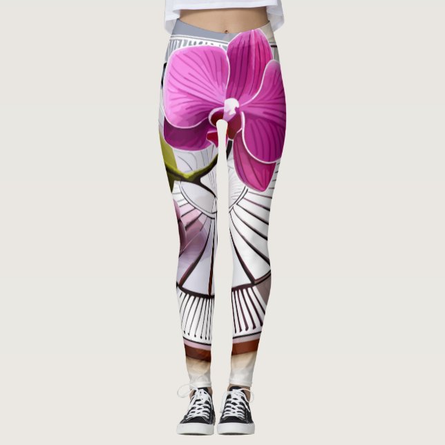 Legging Orquídeas Rosa Expectativas em Prata (Frente)