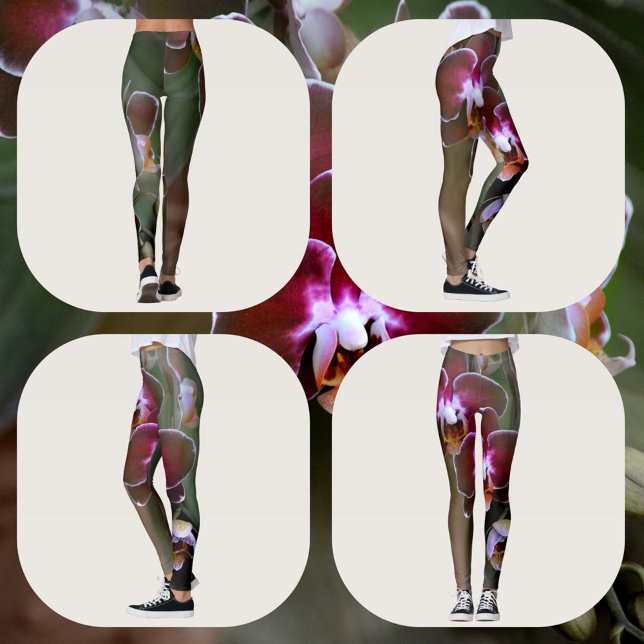 Legging Orquídeas Roxo Floral Botânico Fotográfico (Criador carregado)