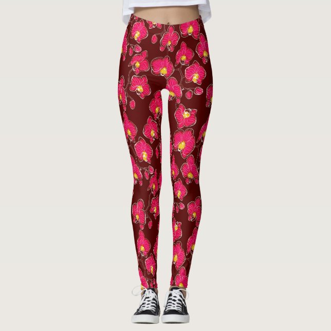 Legging Orquídeas sem aquarelas flores de falaenopsis sem  (Frente)