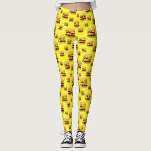 Legging Os cheeseburgers amarelos brilhantes ilustraram