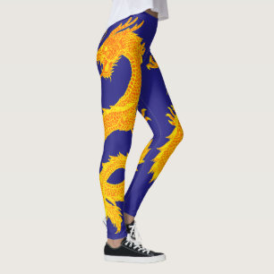 Legging Os dragões amarelos personalizam a cor do fundo