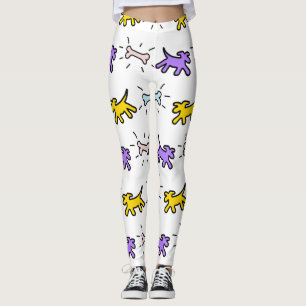 Legging Os grafites roxos amarelos do osso de cão