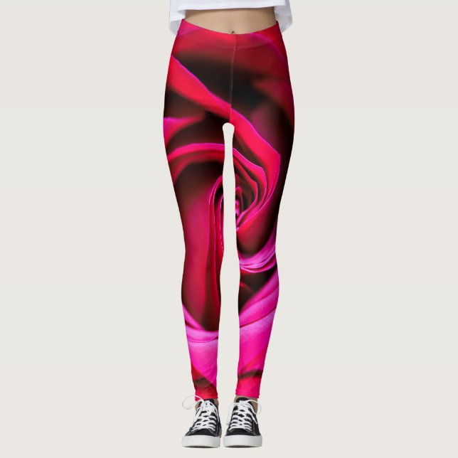 Legging Os rosas são caneleiras vermelhas (Frente)