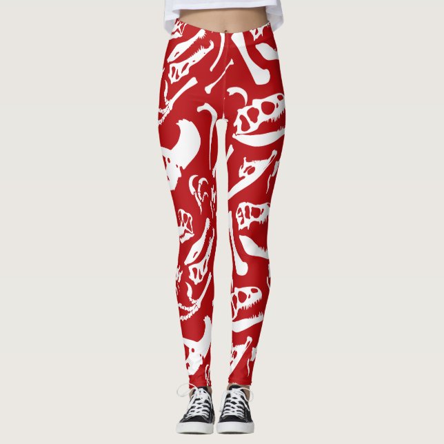 Legging Ossos do Dinossauro (Vermelho) (Frente)