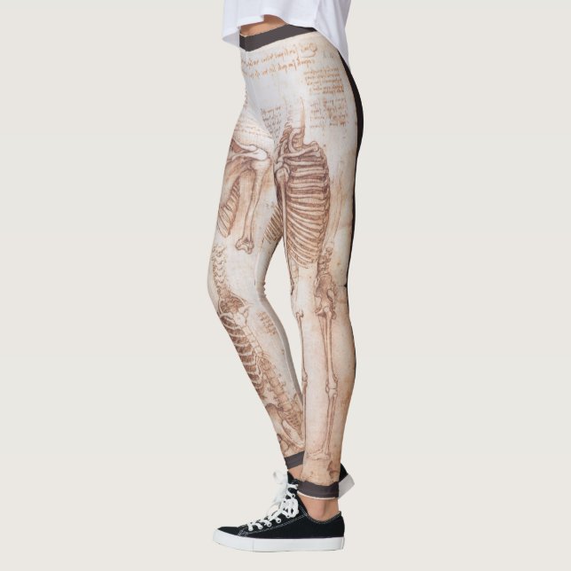 Legging Ossos do Esqueleto da Anatomia Humana de Leonardo  (Esquerda)