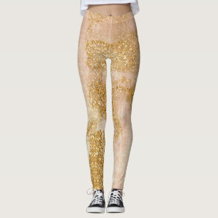 Legging Ouro afligido do rosa do Grunge do *~* brilho