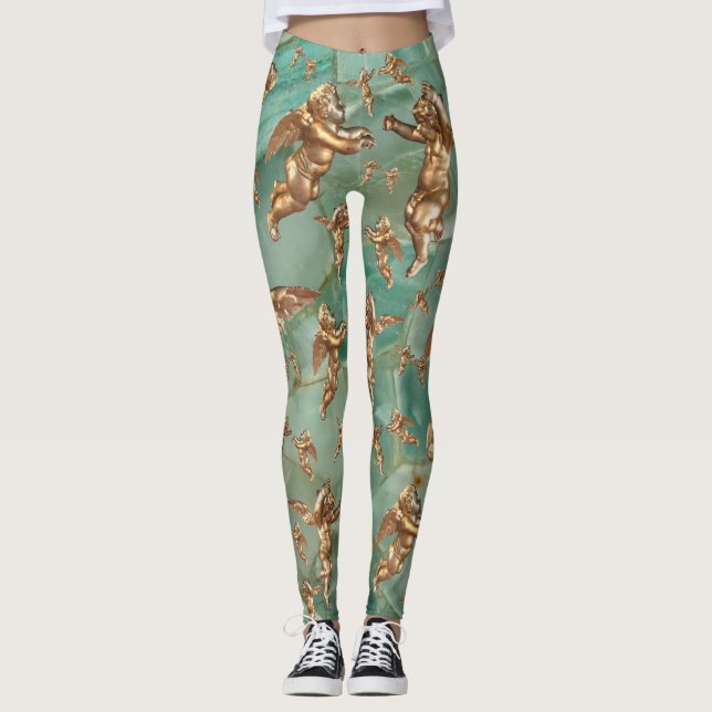Legging Ouro Anjos na moda Aqua Turquoise (Frente)