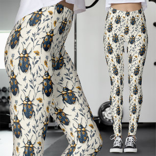 Legging Ouro Branco Besouro Azul Botânico