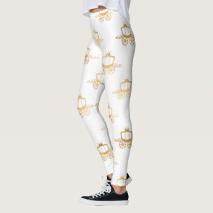 Legging Ouro Coaches Cinderela Princesa Magia Real