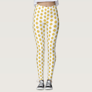 Legging Ouro com trevas de quatro folhas em branco