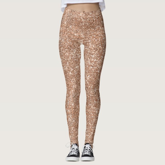 Legging Ouro cor-de-rosa do brilho brilhante Sparkly (Frente)